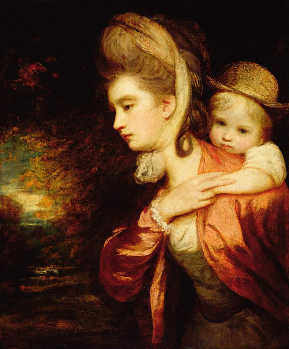 Mrs Stephen Payne-Gallwey and her son Charles, Joshua Reynolds