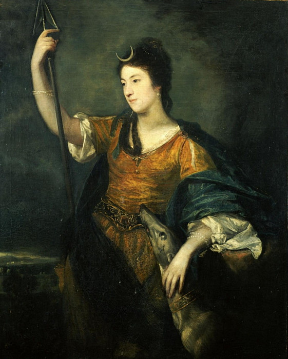 Portrait of Lady Anne Dawson, three-quarter length, as Diana, Joshua Reynolds