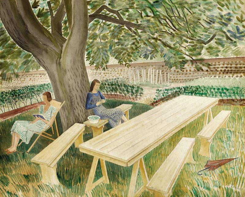 Two Women Sitting in a Garden. Eric Ravilious