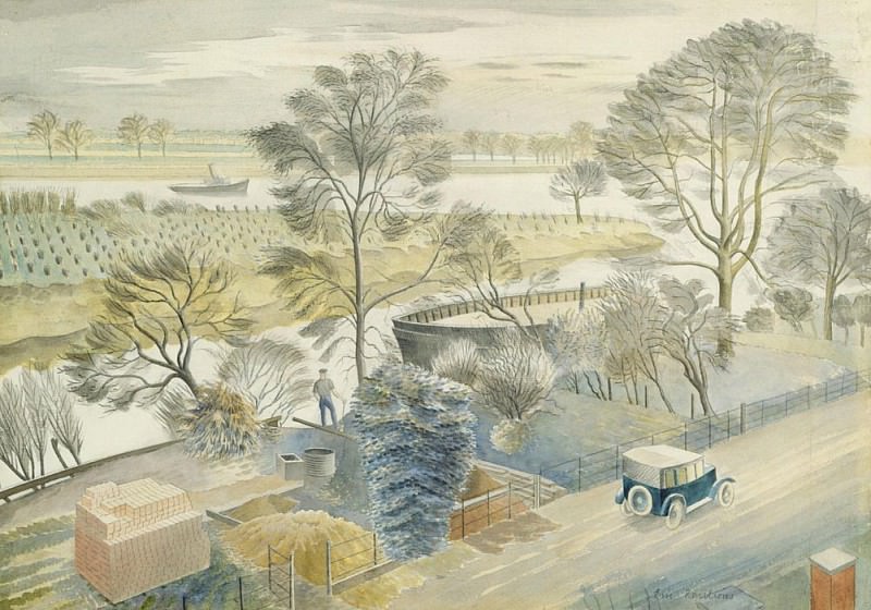 The River Thames at Hammersmith. Eric Ravilious