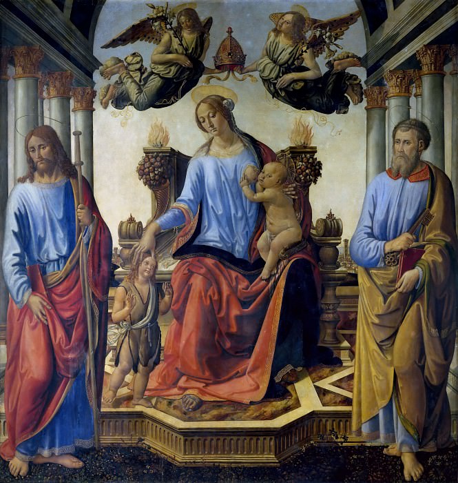 Мадонна с Младенцем, юным Иоанном Крестителем и святыми Иаковым и Петром. Козимо Росселли