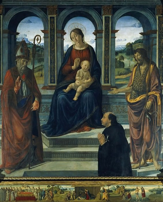 Мадонна с Младенцем, двое святых и донатор, Козимо Росселли