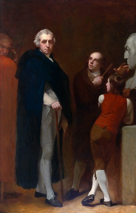 John Flaxman Modeling the Bust of William Hayley. George Romney