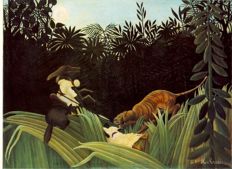 Rousseau,H. Scout Attacked by a Tiger (Eclaireur attaque par. Анри Руссо