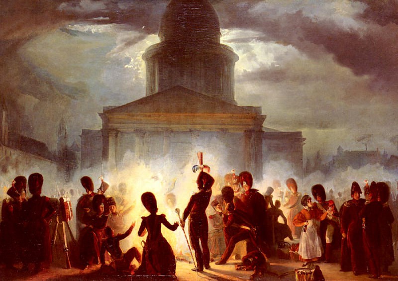 Бивуак на площади Пантеона, 1830. Огюст Раффе