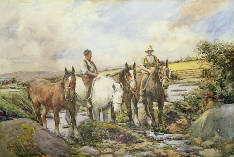 Horses Watering. Henry Meynell Rheam
