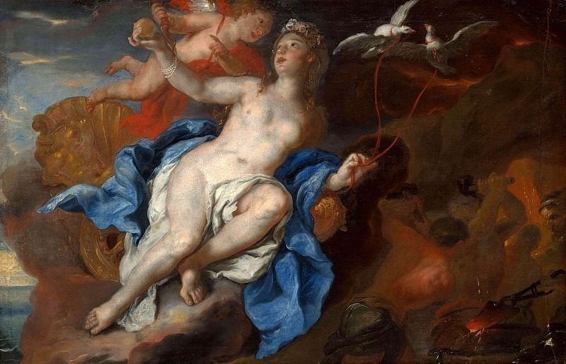 Venus and Cupid at the Forge of Vulcan. Johann Michael Rottmayr