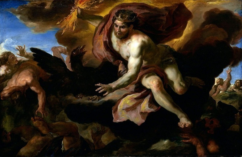 Юпитер бросает свои молнии в мятежных великанов
