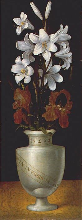 ring vase-ii (white lilies and brown iris blossoms) 1562. Ring