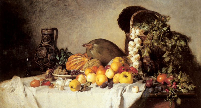 A Still Life With Fruit And Vegetables. Franz Rumpler