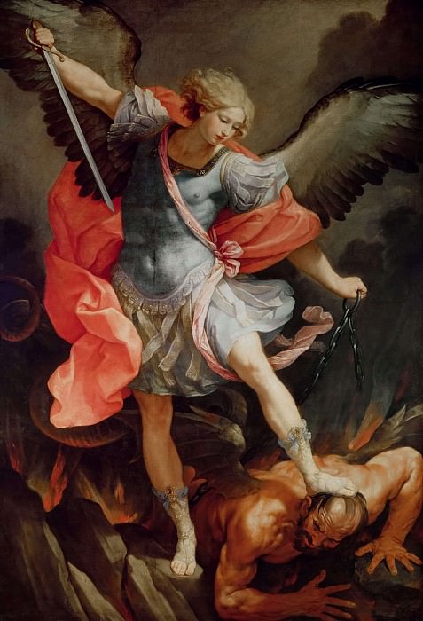 The Archangel Michael defeating Satan. Guido Reni