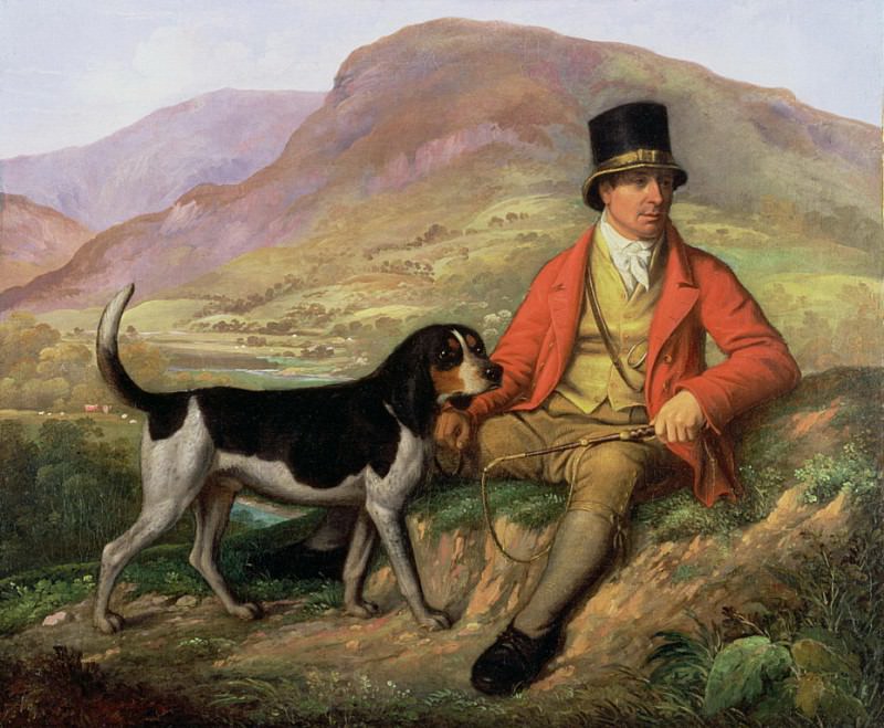 Джон Пил (1776-1854) с одной из своих собак. Рэмси Ричард Рейналь