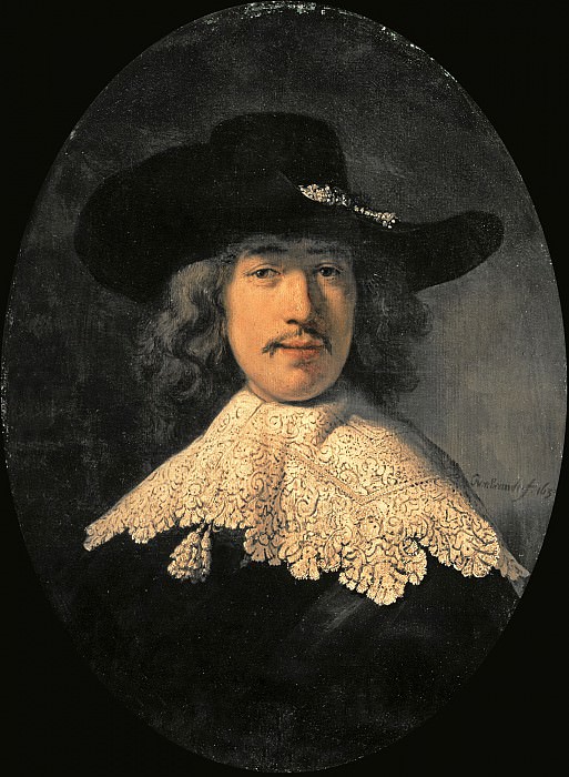 Портрет молодого человека с кружевным воротничком (приписывается). Рембрандт Харменс ван Рейн