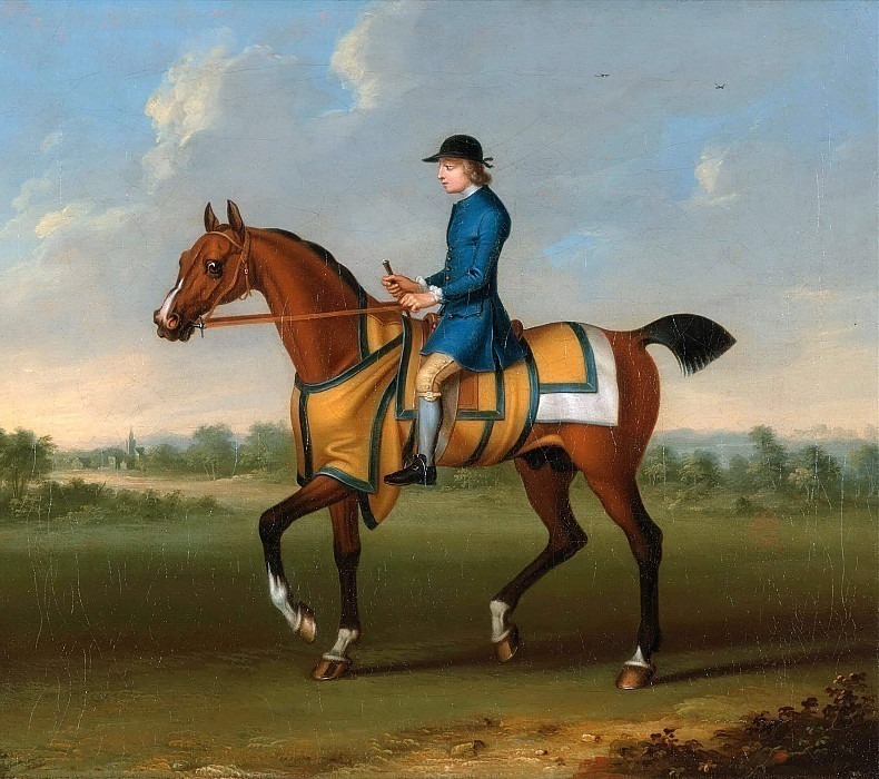 A Bay Racehorse with Jockey Up. James Seymour