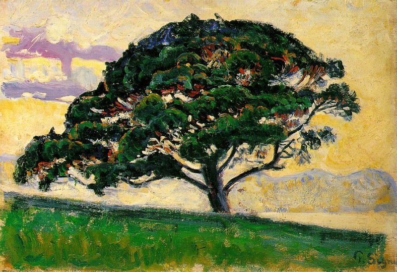 Signac The Large Pine, Saint-Tropez, ca 1892-93, 19x27 cm, E. Поль Синьяк