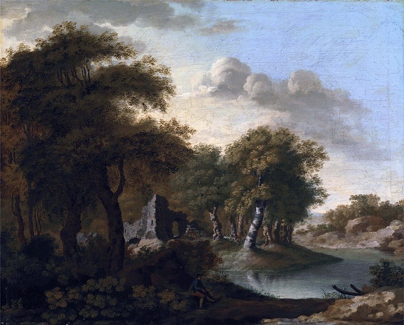 A View Near Arundel, Sussex, with Ruins by Water. George Smith