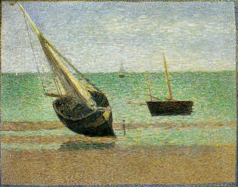 Seurat Boats, Low Tide, Grandcamp. Georges Seurat