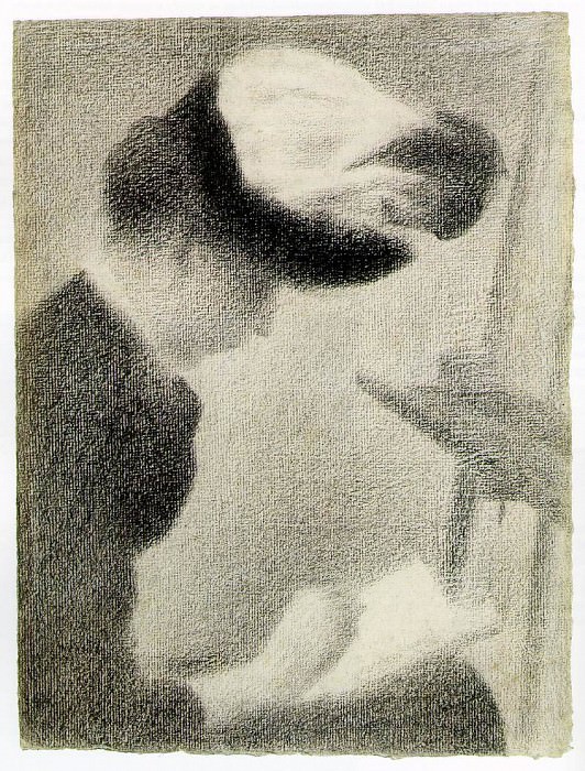 Seurat Woman Seated by an Easel, ca 1884-88, 30.5x23.3 cm,. Жорж-Пьер Сёра