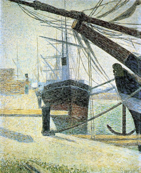 Seurat A Corner of the Harbor of Honfleur, 1886,. Georges Seurat