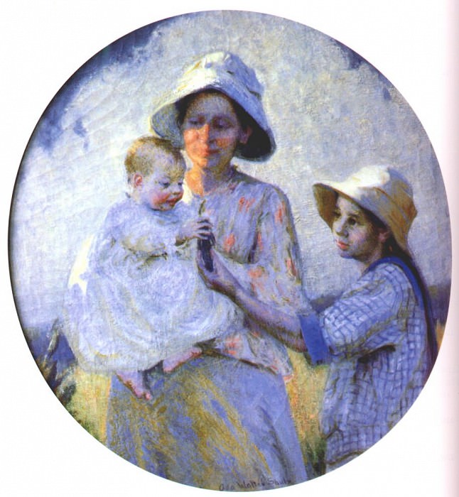 shulz,ada mother and two children outdoors. Ада Шульц