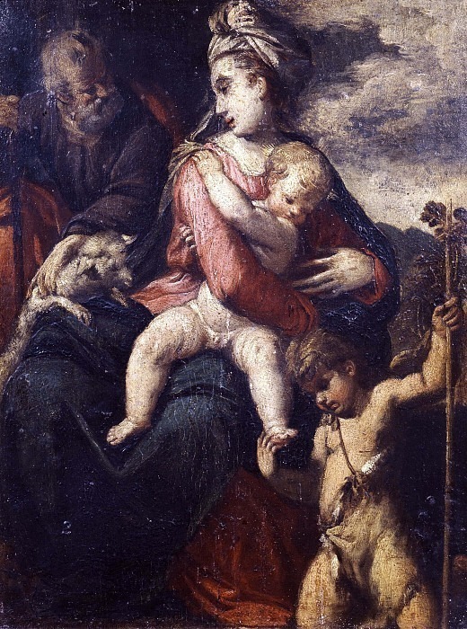 Holy family with San Giovannino. Scarsellino (Ippolito Scarsella)