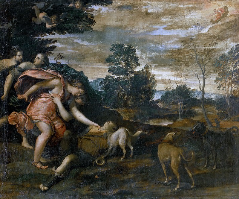 Venus and Adonis (Diana and Actaeon). Scarsellino (Ippolito Scarsella)
