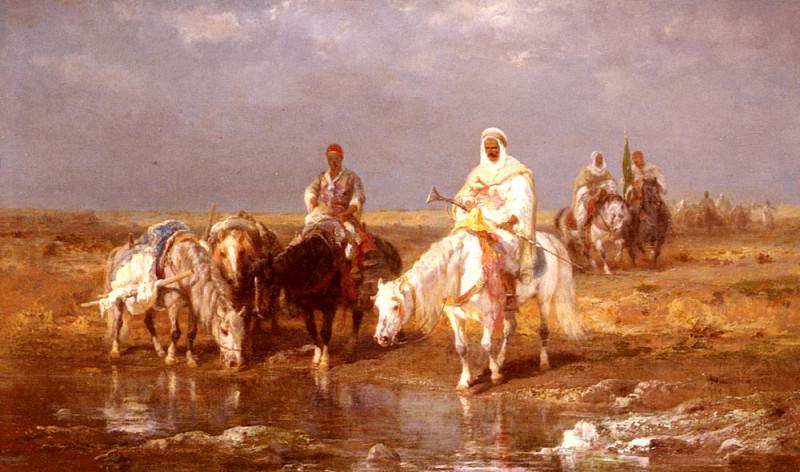 Schreyer Adolf Arabs Watering Their horses. Адольф Шрейер