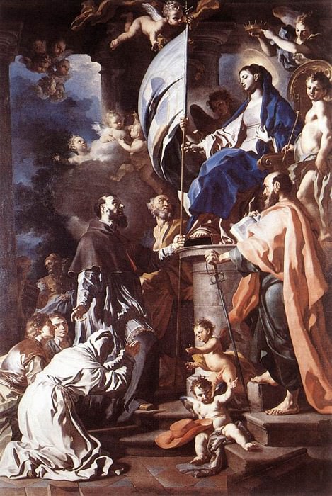 SOLIMENA Francesco St Bonaventura Receiving The Banner Of St Sepulchre From The Madonna. Франческо Солимена