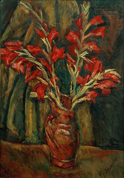 Красные гладиолусы в вазе, Хаим Сутин