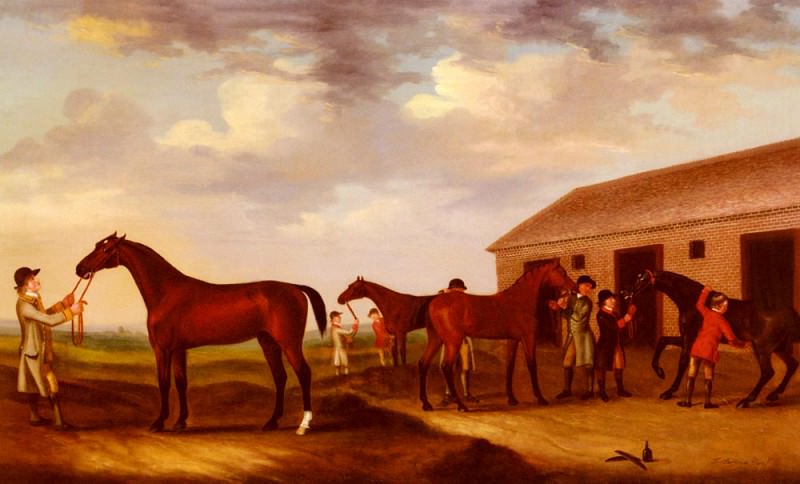 Sartorius Francis Four Racehorses Outside The Rubbing Down House Newmarket. Francis Sartorius