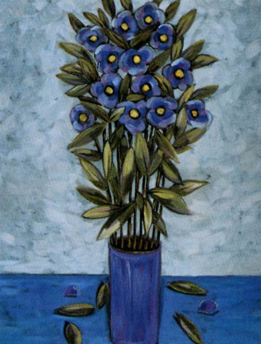 Charles Sucsan - Vase bleu avec fleurs, De. Charles Sucsan