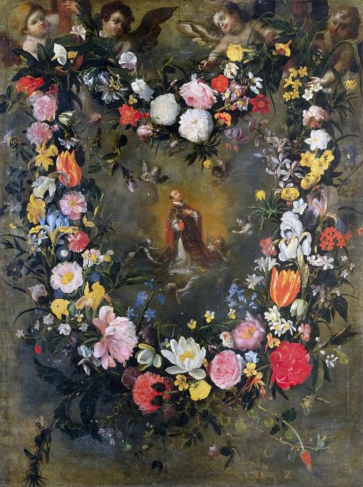 Garland of Flowers with Saint Ignatius. Daniel Seghers