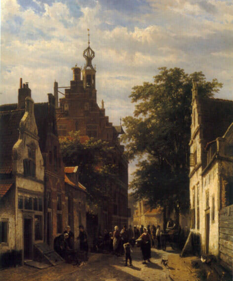 A Dutch Street Scene. Корнелис Спрингер