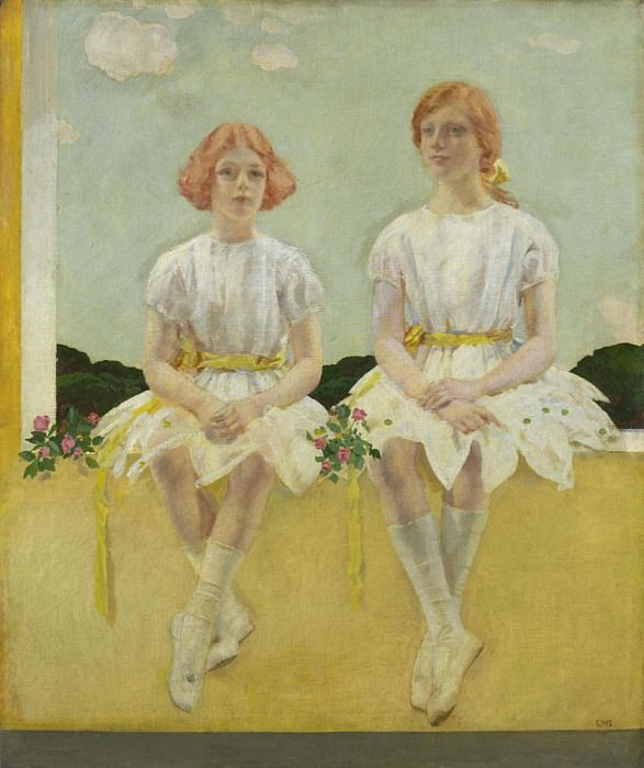 Two Girls Seated. Charles Sims