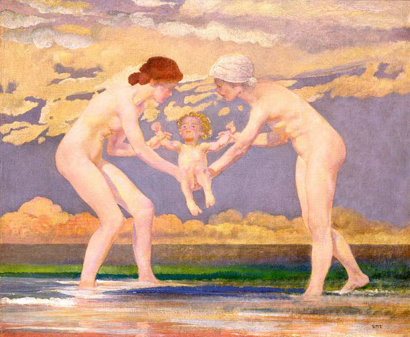У края воды: две женщины и младенец. Чарльз Симс