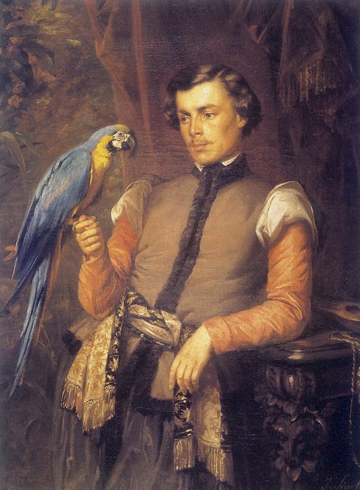 am-Jуzef Simmler Nobleman with a Parrot. Жизеф Зимлер