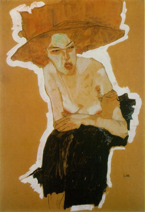 Schiele Scornful Woman, 1910, Private. Эгон Шиле