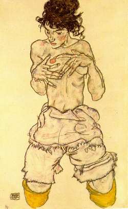Seminudo sdraiato. Egon Schiele