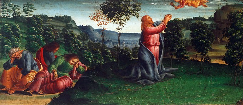 Deposition from the Cross, predella - The Prayer in the Garden. Luca Signorelli
