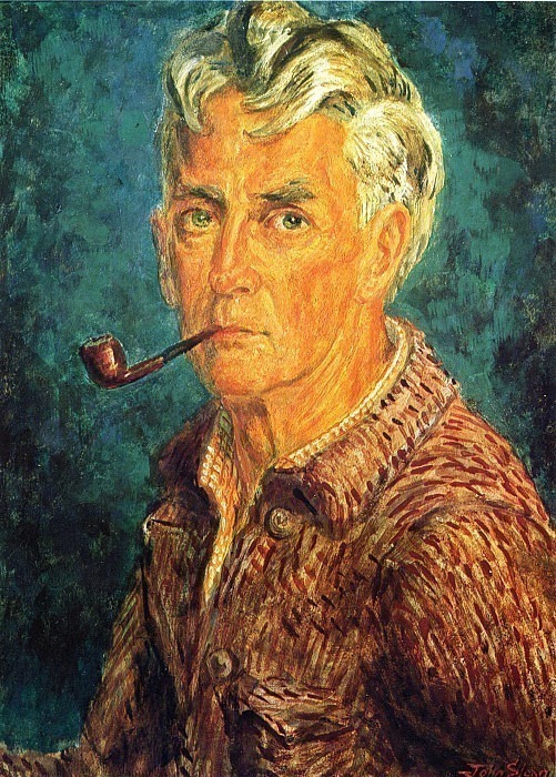 Self-Portrait (Pipe and Brown Jacket). John French Sloan