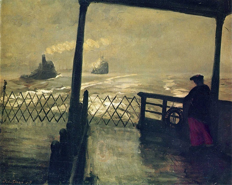The Wake of the Ferry , John French Sloan