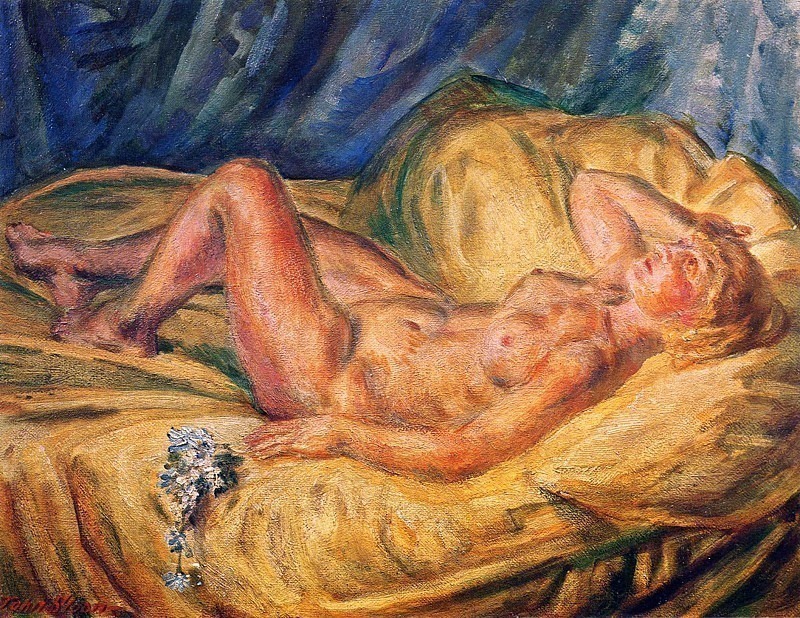 Blond Nude and Flowers, John French Sloan