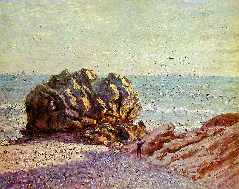 Sisley Alfred Stor Rock Ladys cove in the evening Sun. Alfred Sisley
