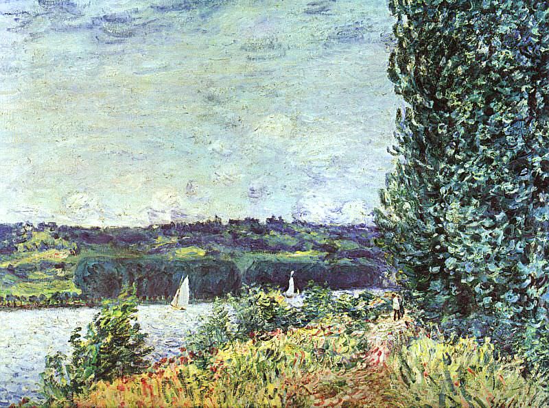 Sisley The Banks of the Seine. Wind Blowing, 1894.. Альфред Сислей