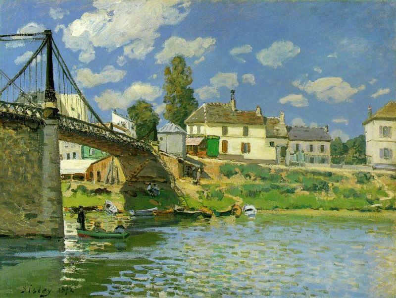 Sisley Bridge at Villeneuve-la-Garenne, 1872, 49.5x65.4 cm,. Alfred Sisley