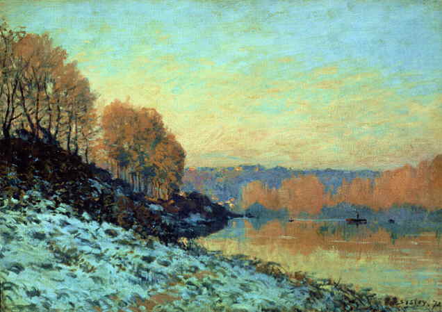 sisley.seine-bougival-winter. Alfred Sisley