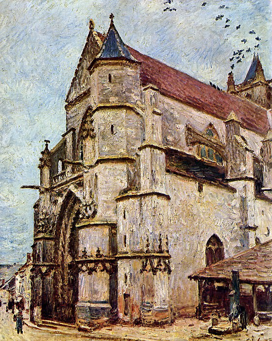 Sisley Alfred Church of Moret in the afternoon Sun. Альфред Сислей
