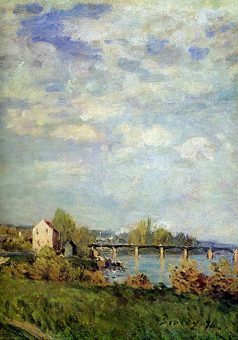 Sisley Alfred Brink of the Seine at Bougival Sun. Альфред Сислей