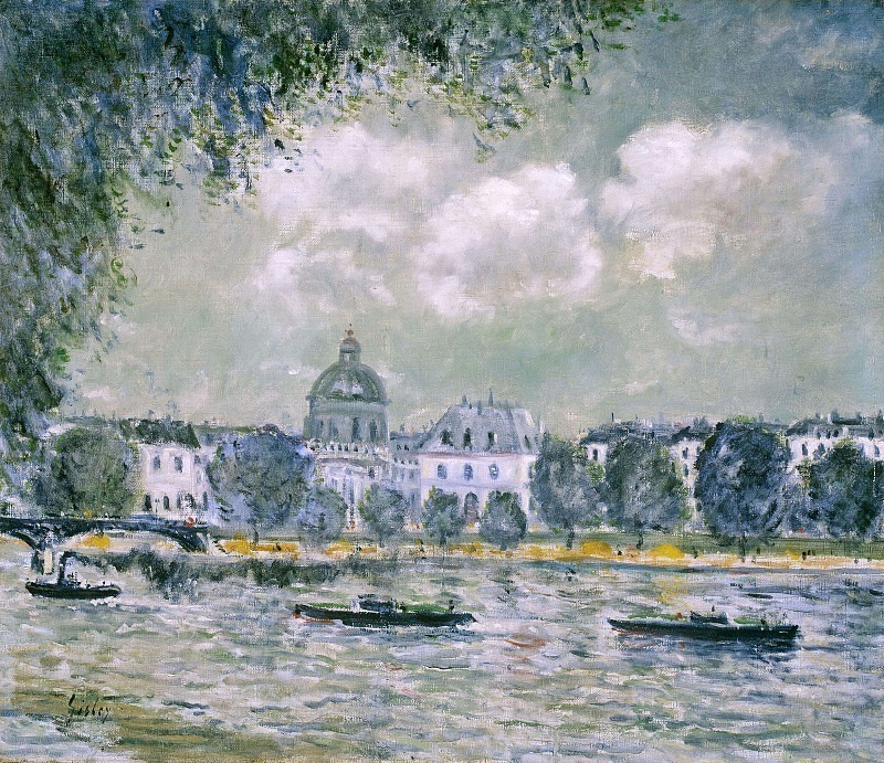 Landscape along the Seine with the Institut de France and the Pont des Arts. Alfred Sisley