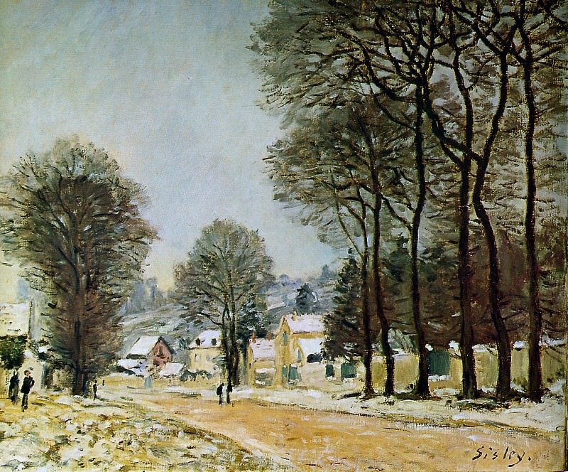 Sisley Alfred Louveciennes in the snow Sun. Альфред Сислей